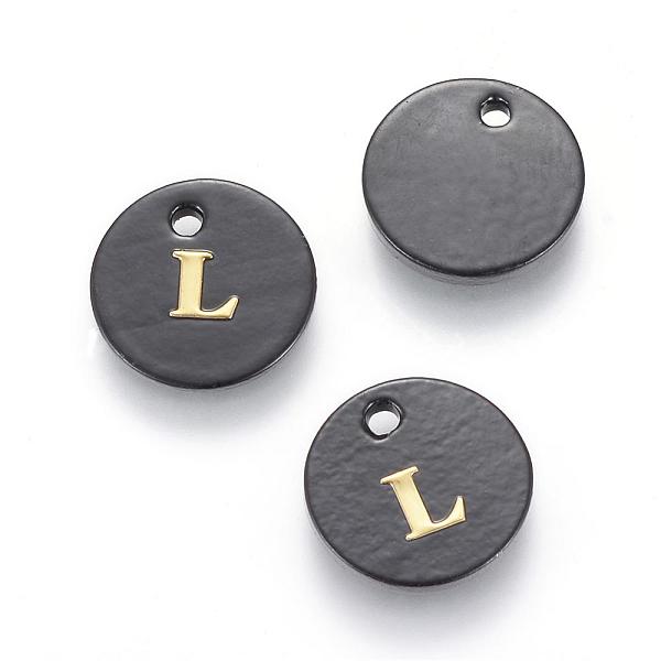 

PandaHall Freshwater Shell Charms, with Gold Blocking Letter, Dyed, Flat Round, Black, Letter.L, 11x1.5mm, Hole: 1.5mm Freshwater Shell...