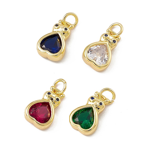 

PandaHall Rack Plating Brass Cubic Zirconia Charms, with Jump Ring, Real 18K Gold Plated, Long-Lasting Plated, Cadmium Free & Nickel Free &..., Multicolor