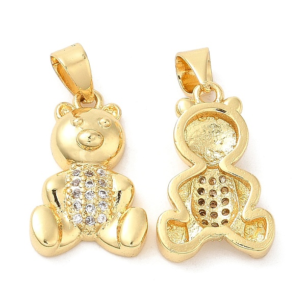 

PandaHall Brass Micro Pave Cubic Zirconia Pendants, Lead Free & Cadmium Free, Bear Charms, Real 18K Gold Plated, 17.5x11.5x4mm, Hole..., Clear