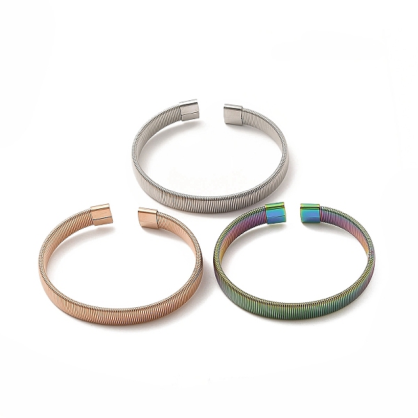 

PandaHall 304 Stainless Steel Flat Snake Chains Shape Open Cuff Bangle for Women, Mixed Color, Inner Diameter: 2-1/2x2 inch(6.2x5cm) 304...