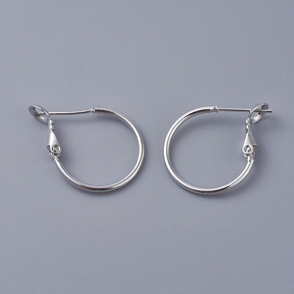 

PandaHall Brass Hoop Earrings, Ring, Platinum, 20x1.5mm, Pin: 0.6mm Brass