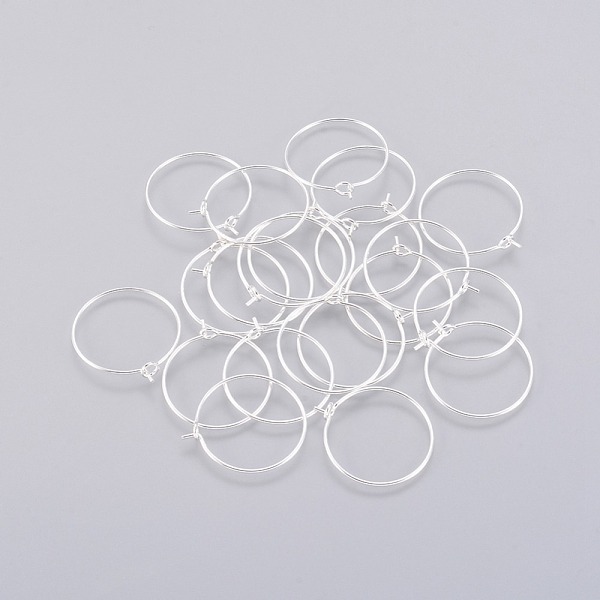 

PandaHall Brass Wine Glass Charm Rings, Hoop Earring Findings, Silver Color Plated, 20 Gauge, 21x20x0.8mm Brass