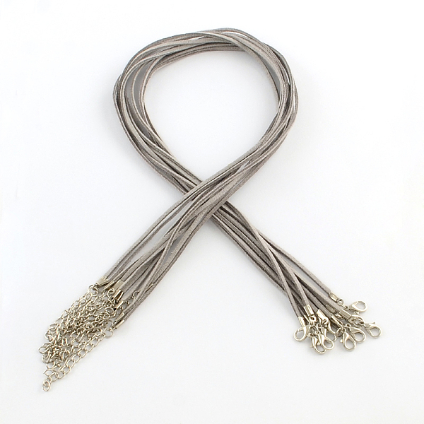 

PandaHall 2mm Faux Suede Cord Necklace Making with Iron Chains & Lobster Claw Clasps, Light Grey, 44x0.2cm Faux Suede Gray