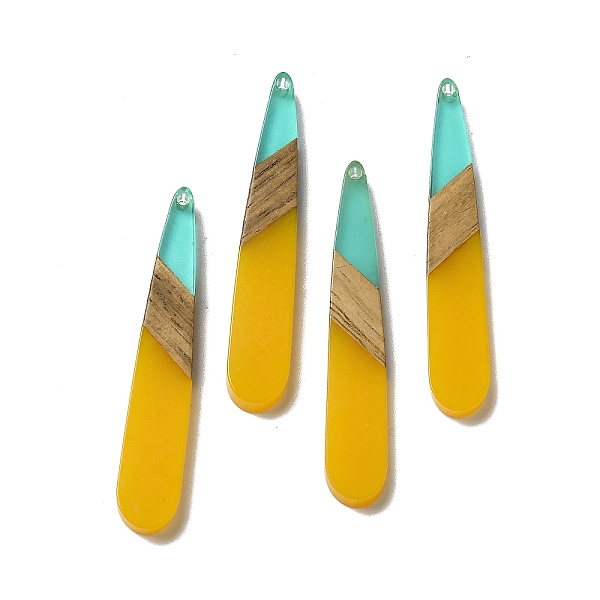 

PandaHall Opaque Resin & Walnut Wood Pendants, Teardrop Charms, Yellow, 43.5~44x7.5x3mm, Hole: 1.5mm Resin+Wood Teardrop Yellow