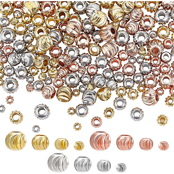 

PandaHall BENECREAT 192Pcs 4-Size Real 18K Gold Plated Spacer Beads, Gold, Rose Gold, Silver Round Metal Beads for Necklaces, Bracelets and...