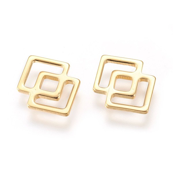 

PandaHall 304 Stainless Steel Filigree Joiners Links, Double Rhombus, Golden, 11.5x16x1mm 304 Stainless Steel Rhombus