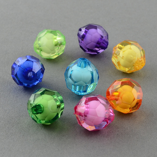 

PandaHall Transparent Acrylic Beads, Bead in Bead, Faceted, Round, Mixed Color, 11mm, Hole: 2mm, about 650pcs/500g Acrylic Round Multicolor