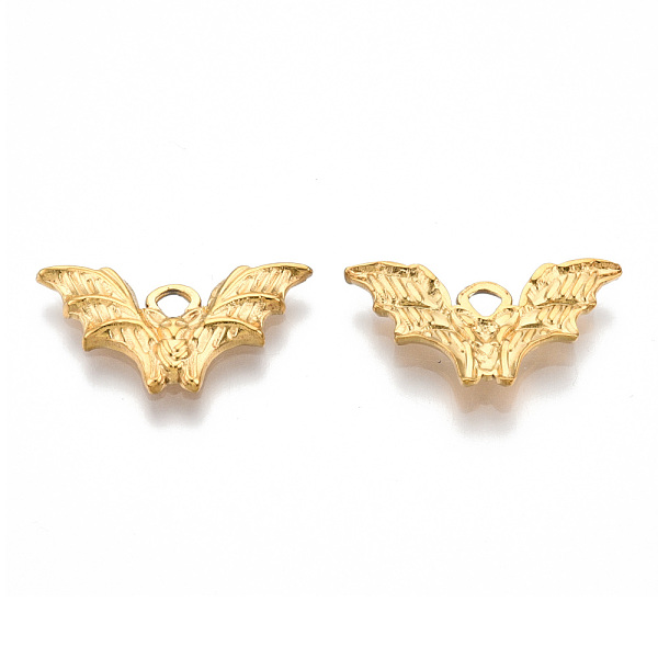 

PandaHall Halloween Theme 201 Stainless Steel Pendants, Bat Charm , Real 18K Gold Plated, 10.5x20x2mm, Hole: 1.8mm 201 Stainless Steel Other...
