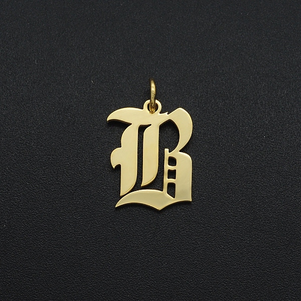 

PandaHall 201 Stainless Steel Pendants, with Jump Ring, Old English, Letter, Laser Cut, Golden, Letter.B, 16x12x1mm, Hole: 3mm 201 Stainless...