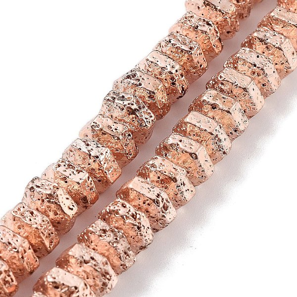 

PandaHall Electroplated Natural Lava Rock Beads Strands, Hexagon, Rose Gold Plated, 8x7x4~4.5mm, Hole: 1.4mm, about 89pcs/strand, 15.35''...