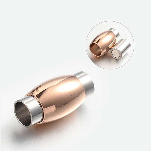 

PandaHall 304 Stainless Steel Magnetic Clasps with Glue-in Ends, Oval, Rose Gold & Stainless Steel Color, 20x10mm, Hole: 6mm Stainless Steel...