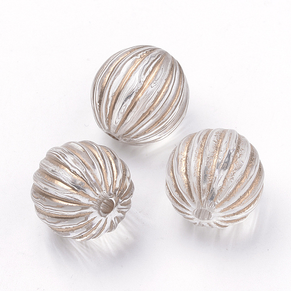 

PandaHall Plating Transparent Acrylic Beads, Golden Metal Enlaced, Corrugated Round, Clear, 16mm, Hole: 2mm Acrylic Round Clear