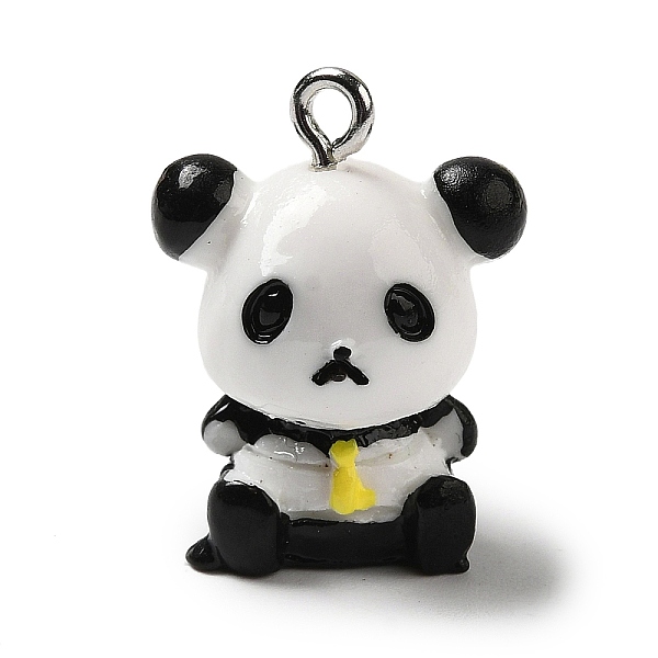 

PandaHall Opaque Resin Animal Pendants, Panda Charms with Platinum Plated Iron Loops, Black, 21x16x12mm, Hole: 1.8mm Iron+Resin Panda Black