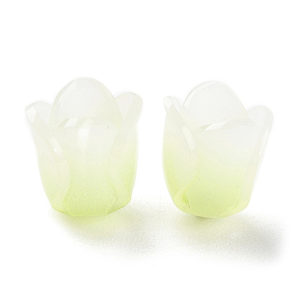 

PandaHall 4-Petal Opaque Acrylic Bead Caps, Orange Flower, Open Cuff Rose, Light Green, 11~12x9~11x13.5~14mm, Hole: 0.8~1mm Acrylic