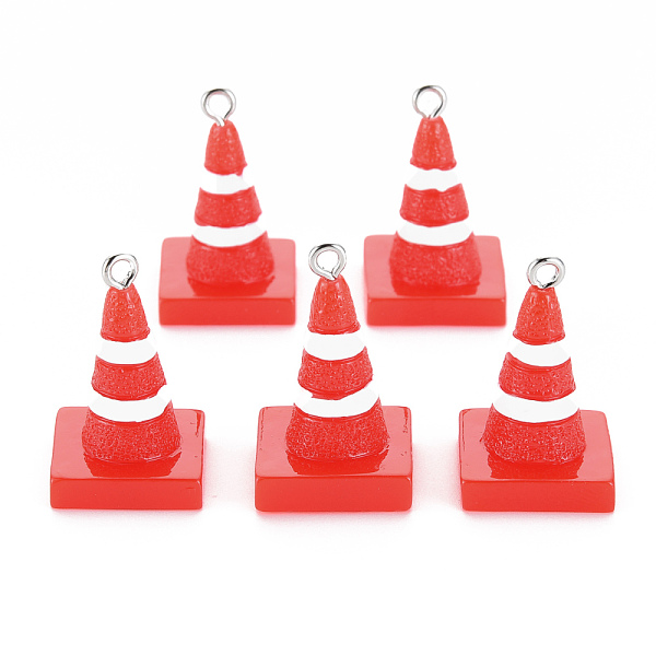

PandaHall Opaque Resin Pendants, with Platinum Plated Iron Loops, Stop Board, Red, 25.5~27.5x15~16x15~16mm, Hole: 2mm Iron+Resin Others Red