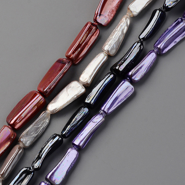 

PandaHall Spray Painted Natural Freshwater Shell Beads Strands, Shell Shards, Nugget Stick, Mixed Color, 15~20x5~13x3~10mm, Hole: 0.8mm..., Multicolor