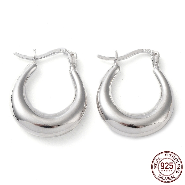 

PandaHall Rhodium Plated 925 Sterling Silver Chunky Hoop Earrings, Thick Hoop Earrings, with S925 Stamp, Real Platinum Plated, 20x4x15mm...