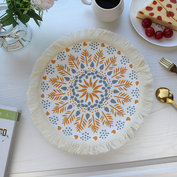 

PandaHall Bohemia Polyester Coaster Mats, Tassel Hot Pads, for Cooking Baking, Flat Round with Flower Pattern, Chocolate, 320mm Polyester..., Brown