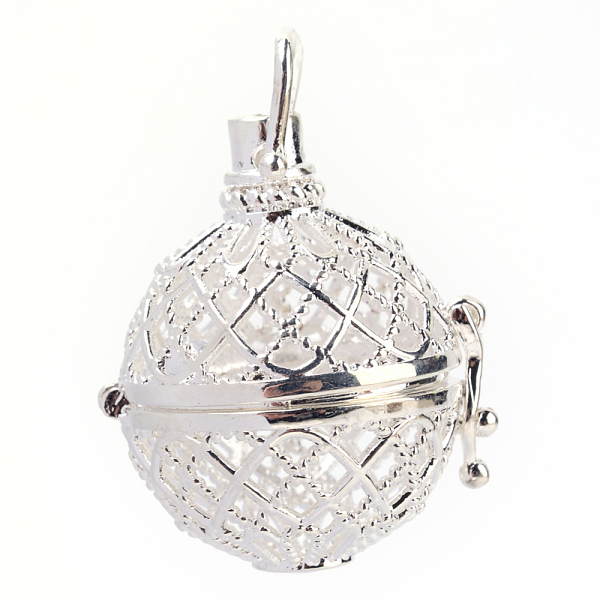 

PandaHall Rack Plating Brass Cage Pendants, For Chime Ball Pendant Necklaces Making, Hollow Round, Silver Color Plated, 32x29x25mm, Hole...