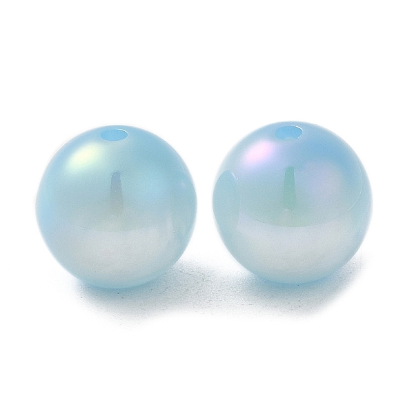

PandaHall Iridescent Opaque Resin Beads, Candy Beads, Round, Light Sky Blue, 12x11.5mm, Hole: 2mm Resin Round