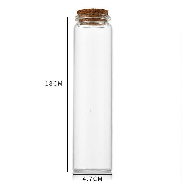 

PandaHall Glass Bottle, with Cork Plug, Wishing Bottle, Column, Clear, 4.7x18cm, Capacity: 240ml(8.12fl. oz) Glass Column Clear