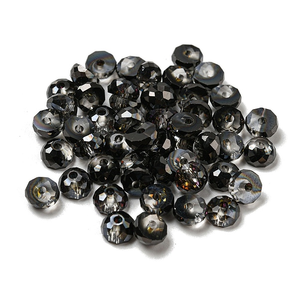 

PandaHall Electroplate Glass Beads, Faceted, Half Round, Black, 5.5x3mm, Hole: 1.4mm, 100pcs/bag Glass Half Round Black