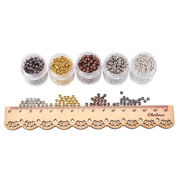 

PandaHall 5 Box Iron Round Spacer Beads, Mixed Color, 3.2x3mm, Hole: 1.2mm, about 270pcs/box Iron Round