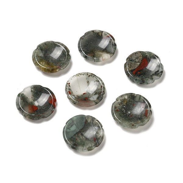 

PandaHall Natural Bloodstone Worry Stones, Flower Shape, 37.5~38x38x7~7.5mm Bloodstone Flower