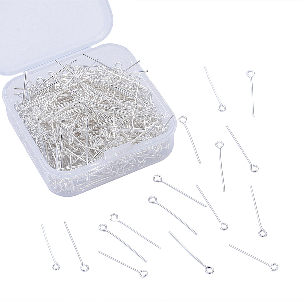 

PandaHall Iron Eye Pin, Silver, 24x0.7mm, Hole: 2mm, about 450pcs Iron