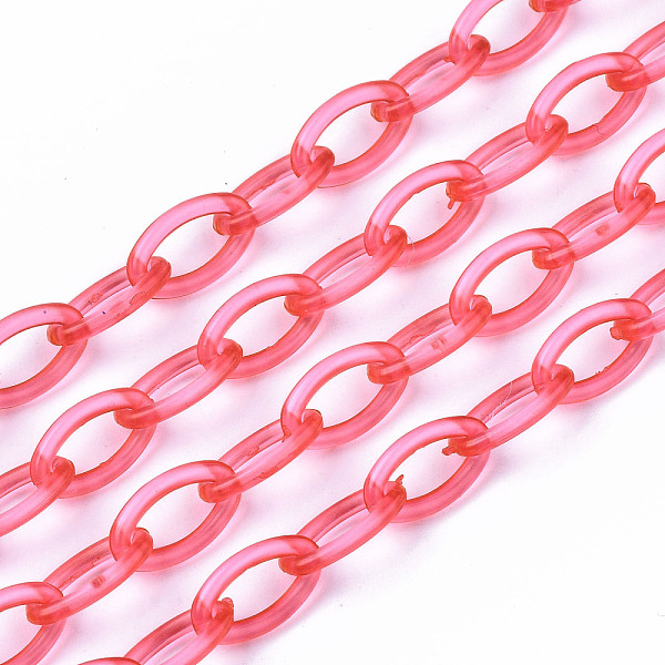 

PandaHall Handmade Transparent ABS Plastic Cable Chains, Oval, Cerise, 19.29 inch~19.68 inch(49~50cm), Link: 13x7.5x1.5mm Plastic Red