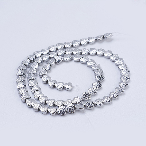 

PandaHall Electroplate Non-magnetic Synthetic Hematite Beads Strands, Heart, Platinum Plated, 6x6x2mm, Hole: 1mm, about 75pcs/strand, 16.1...