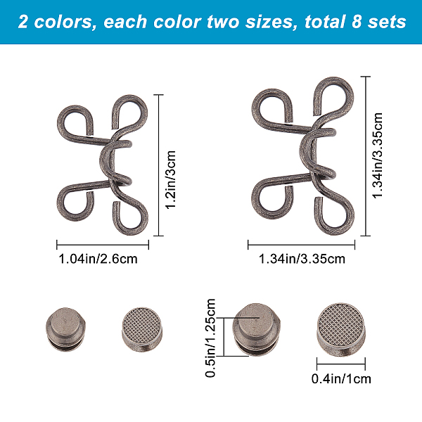 

PandaHall GORGECRAFT 8 Sets 2 Colors Pant Waist Tightener 28mm/ 32mm Waist Extender Buckle Adjustable Nail Free Jeans Buckle Buttons No...