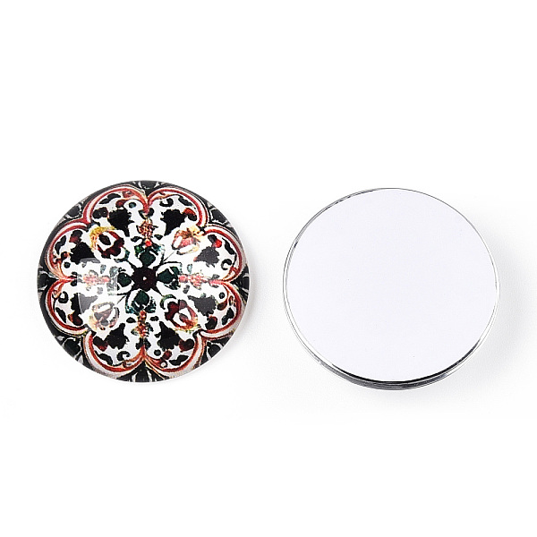 

PandaHall Glass Cabochons, Half Round with Kaleidoscope Pattern, Colorful, 25x7.5mm Glass Half Round Multicolor