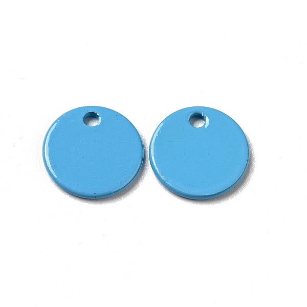 

PandaHall Spray Painted 201 Stainless Steel Charms, Flat Round Charms, Deep Sky Blue, 8.5x1mm, Hole: 1mm 201 Stainless Steel Flat Round