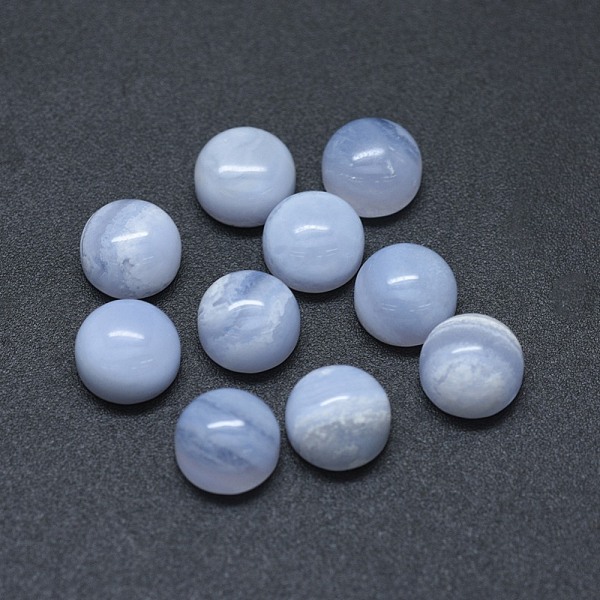 

PandaHall Natural Blue Lace Agate Cabochons, Half Round, 7.5x4~4.5mm Blue Lace Agate Half Round