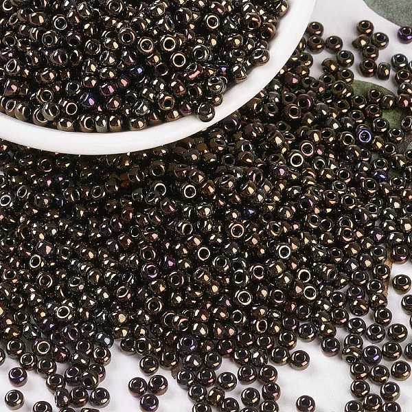 

PandaHall MIYUKI Round Rocailles Beads, Japanese Seed Beads, 8/0, (RR458) Metallic Brown Iris, 3mm, Hole: 1mm, about 2111~2277pcs/50g Glass...