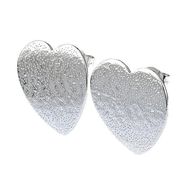 

PandaHall 201 Stainless Steel Stud Earrings, with 304 Stainless Steel Pins, Textured Heart, Stainless Steel Color, 20x20mm 201 Stainless...
