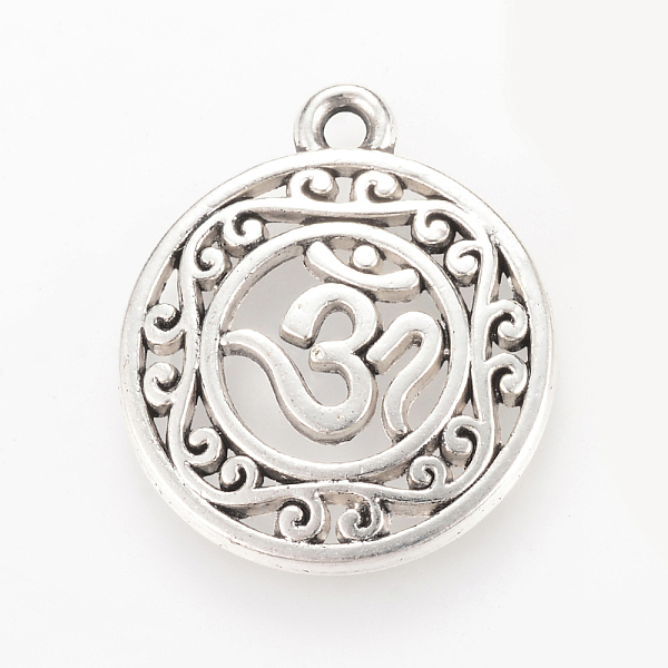 

PandaHall Tibetan Style Alloy Pendants, Flat Round with Om Symbol, Cadmium Free & Lead Free, Antique Silver, 22x19x3mm, Hole: 2mm Alloy Flat...