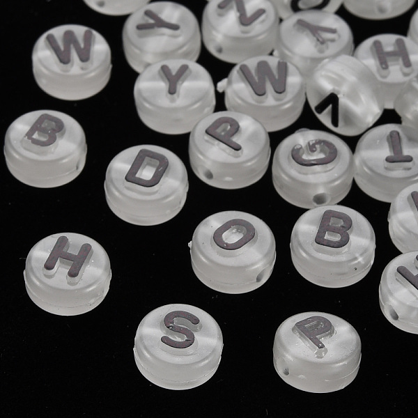 

PandaHall Luminous Acrylic Beads, Horizontal Hole, Flat Round with Random Mixed Letters, Black, 10x6mm, Hole: 2mm, about 1413~1488pcs/471g...