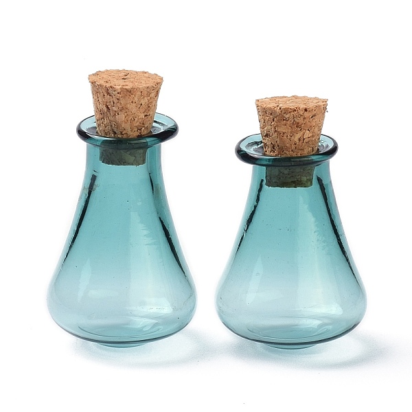 

PandaHall Glass Cork Bottles, Glass Empty Wishing Bottles, DIY Vials for Home Decorations, Dark Cyan, 17x27mm Glass Bottle