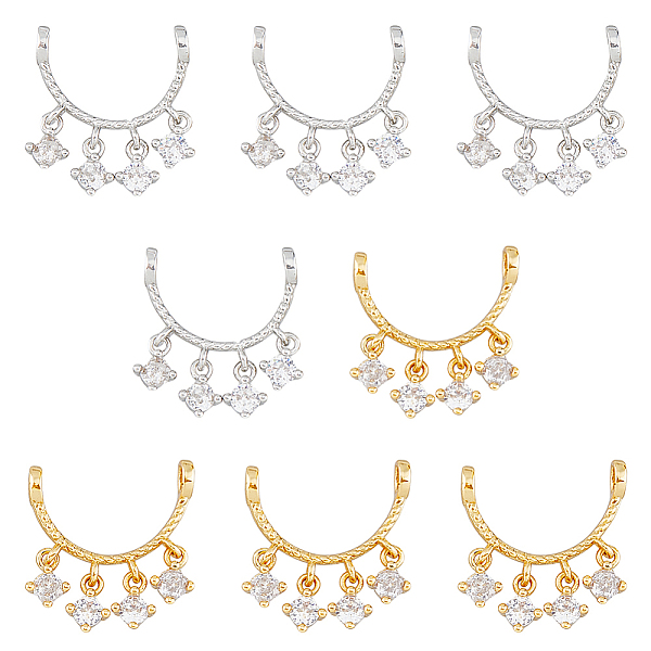 

PandaHall DICOSMETIC 8Pcs 2 Colors Rack Plating Brass Pave Clear Cubic Zirconia Connector Charms, Long-Lasting Plated, Cadmium Free & Nickel...