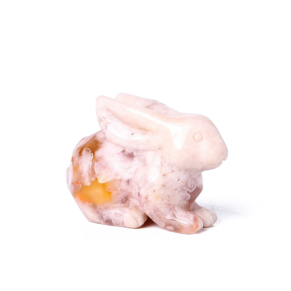 

PandaHall Natural Cherry Blossom Agate Display Decorations, for Home Office Desk, Rabbit, 45~50x35~37mm Cherry Blossom Agate Rabbit