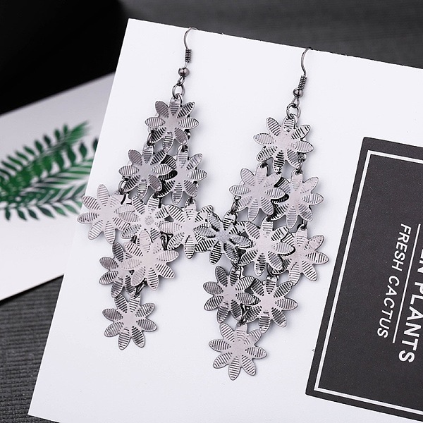 

PandaHall Metal Tassel Dangle Earrings, Leaf Alloy