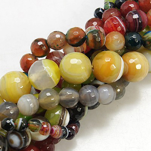 

PandaHall Natural Agate Beads Strands, Faceted, Dyed, Round, , 6mm Natural Agate Round