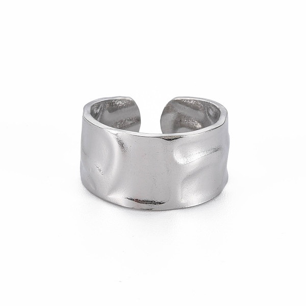 

PandaHall 304 Stainless Steel Hammered Cuff Ring, Wide Band Open Ring for Women, Stainless Steel Color, US Size 7(17.3mm) 304 Stainless...