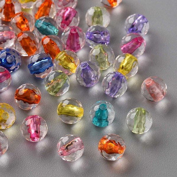 

PandaHall Transparent Acrylic Beads, Round, Faceted, Mixed Color, 6x5.5mm, Hole: 1.4mm Acrylic Round Multicolor