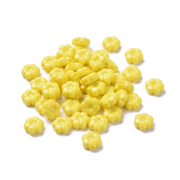

PandaHall Opaque Acrylic Flower Beads, Yellow, 10x5mm, Hole: 1.5mm, about 1560pcs/500g Acrylic Flower Yellow