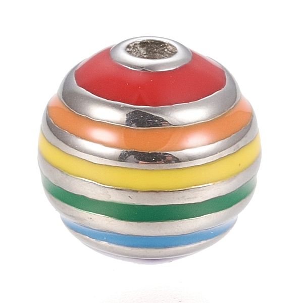

PandaHall 304 Stainless Steel Beads, Beehive Beads, with Enamel, Round, Colorful, Stainless Steel Color, 8.5mm, Hole: 1.6mm Stainless...