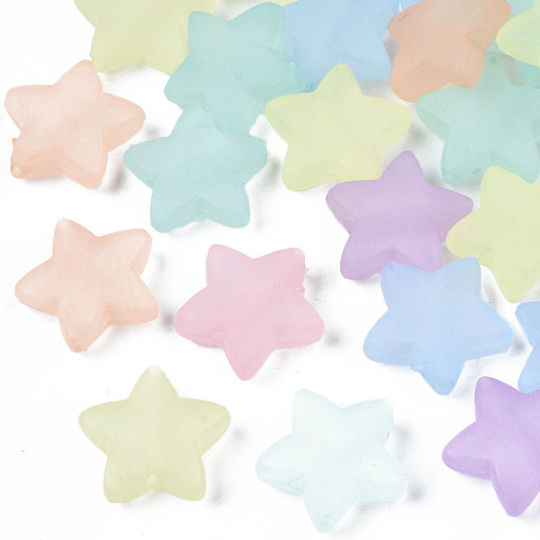 

PandaHall Transparent Frosted Acrylic Beads, Star, Mixed Color, 13x14x5mm, Hole: 1.5mm, about 975pcs/500g Acrylic Star Multicolor