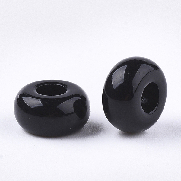 

PandaHall Opaque Acrylic European Beads, Large Hole Beads, Rondelle, Black, 13x7mm, Hole: 5mm, about 700pcs/500g Acrylic Rondelle Black